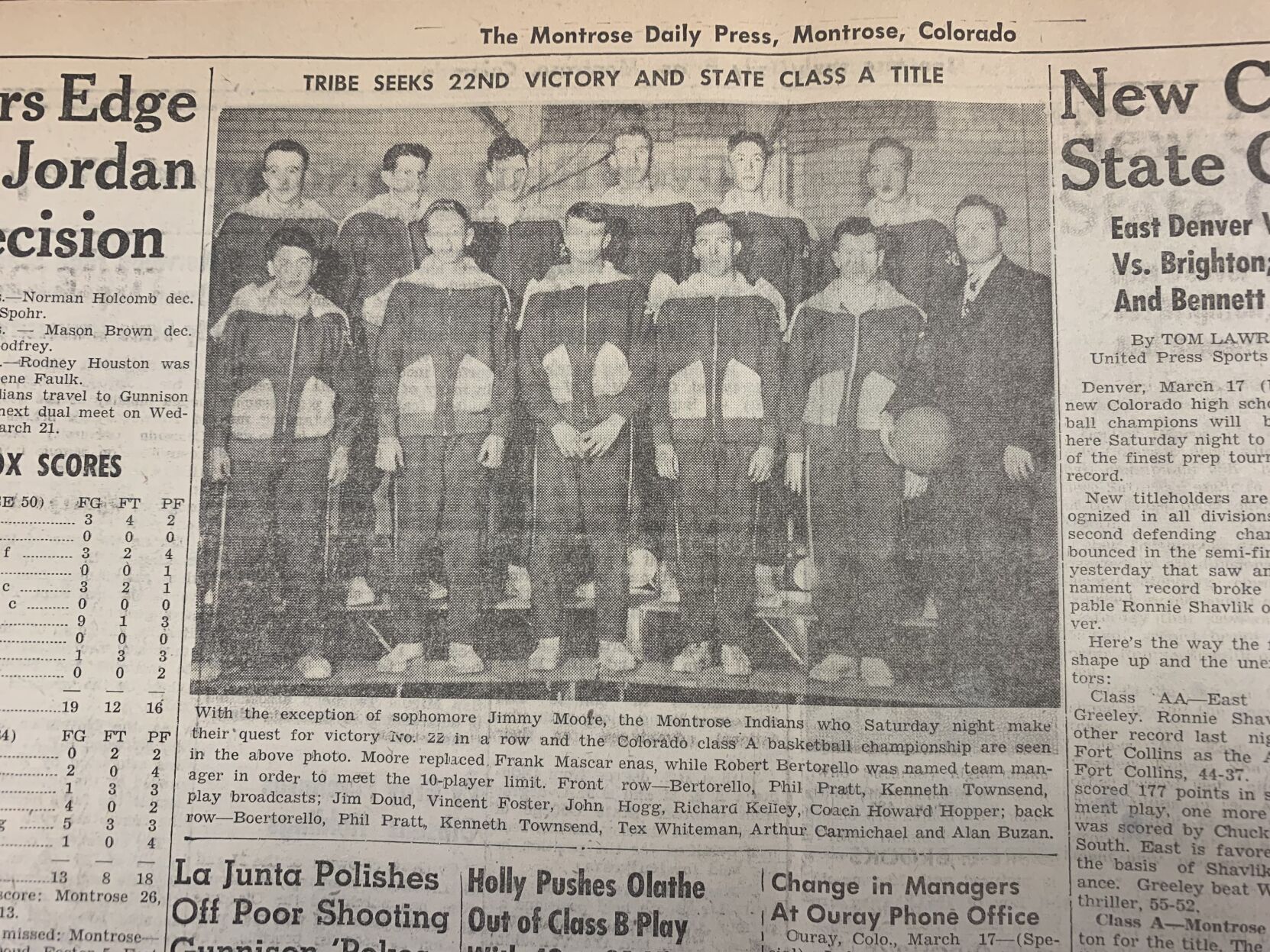 MHS boys bball team 1951